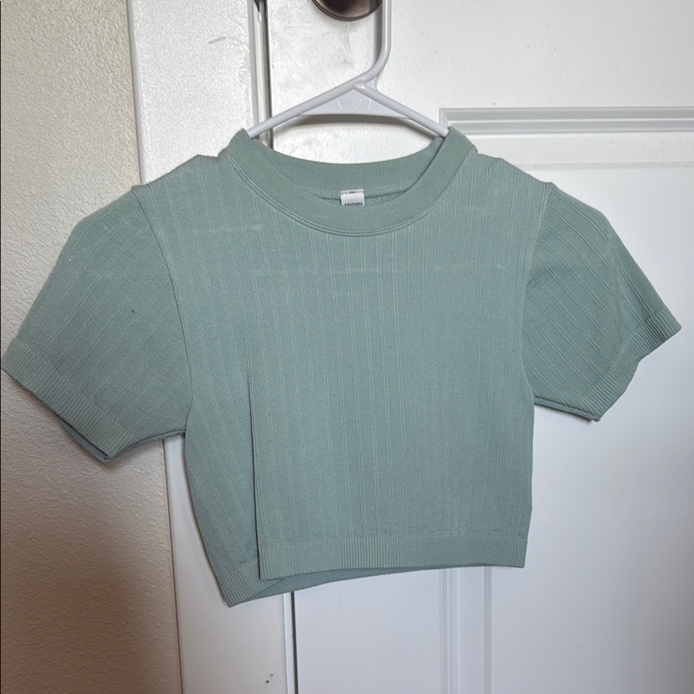 Mint Green Cropped Knit Top
